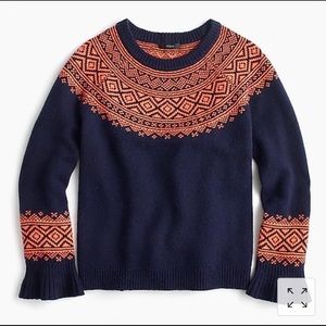 J. Crew Fair Isle Ruffle Sleeve